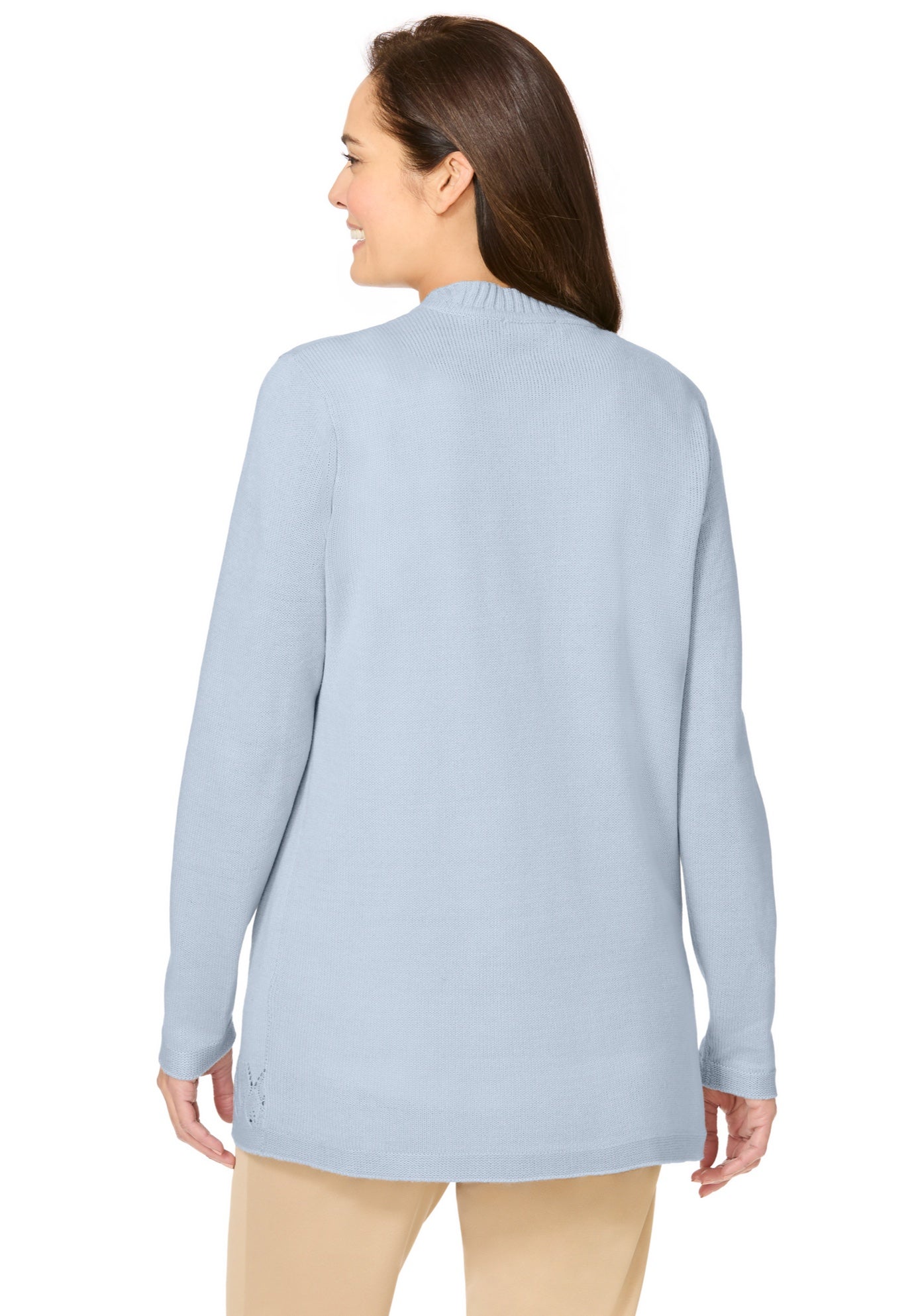 Long-Sleeve Pointelle Cardigan Sweater image number 1