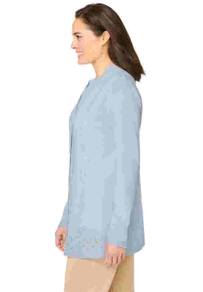 Long-Sleeve Pointelle Cardigan image number 2