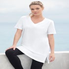 Plus Size Cotton Short Sleeve V-Neck Ultimate Tunic image number null