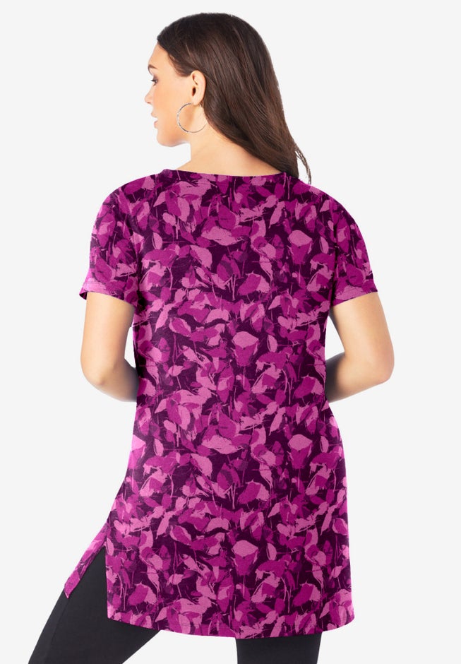 Plus Size Cotton Short Sleeve V-Neck Ultimate Tunic image number 1