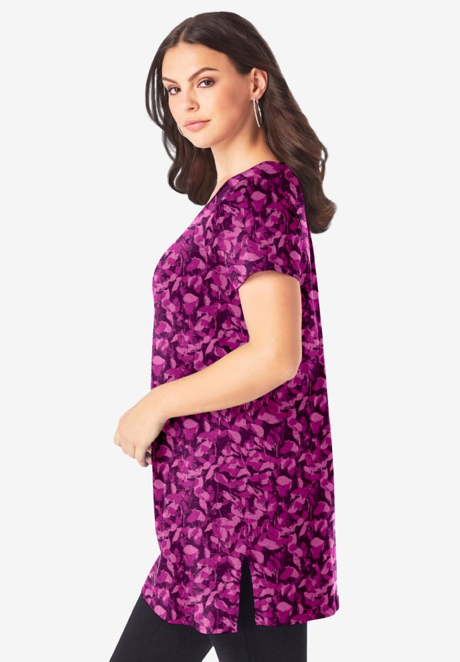 Plus Size Cotton Short Sleeve V-Neck Ultimate Tunic image number 2