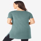 Plus Size Cotton Short Sleeve V-Neck Ultimate Tunic image number null