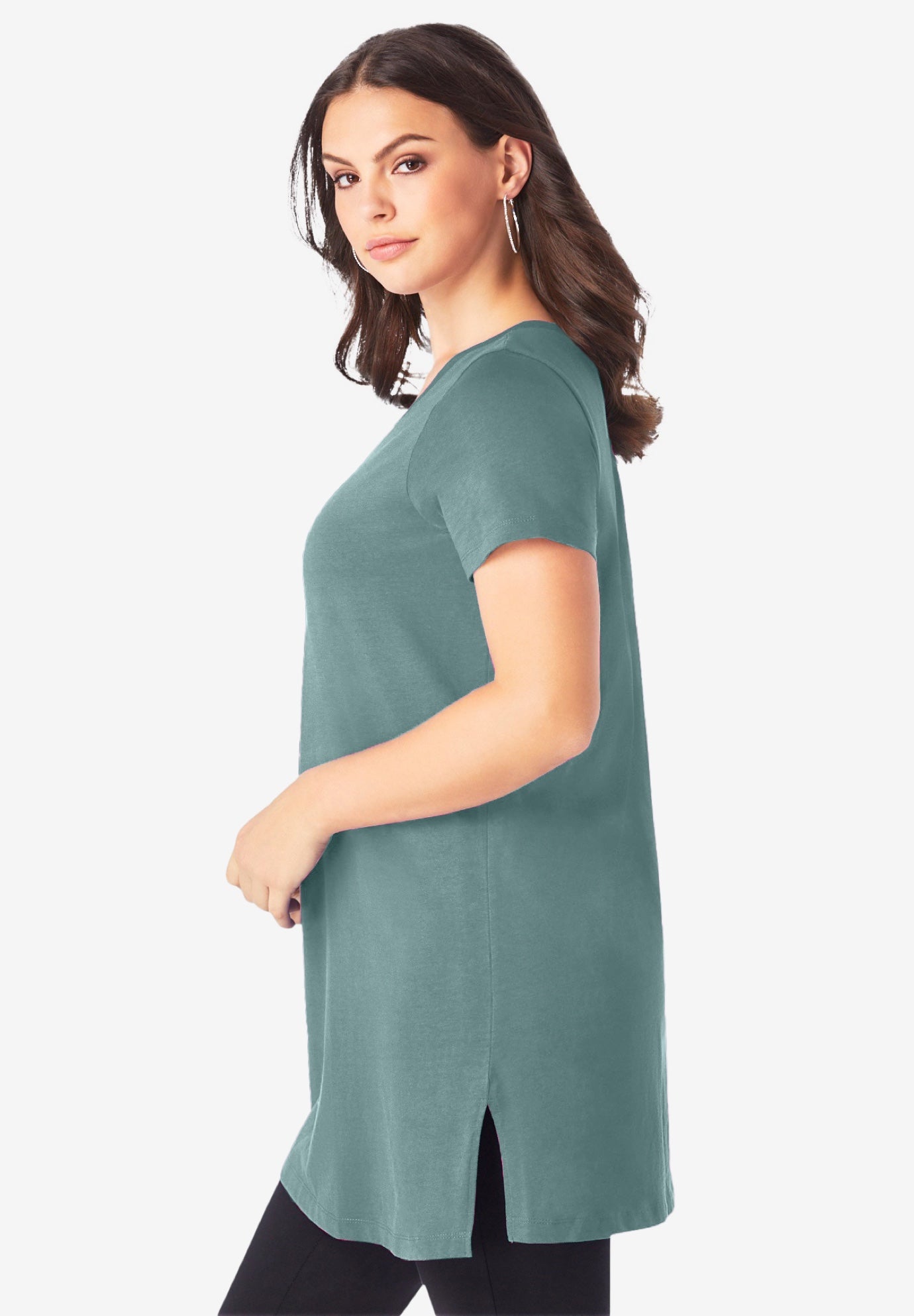 Plus Size Cotton Short Sleeve V-Neck Ultimate Tunic image number 2