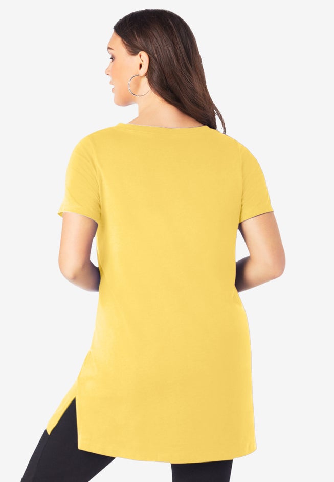 Plus Size Cotton Short Sleeve V-Neck Ultimate Tunic image number 1