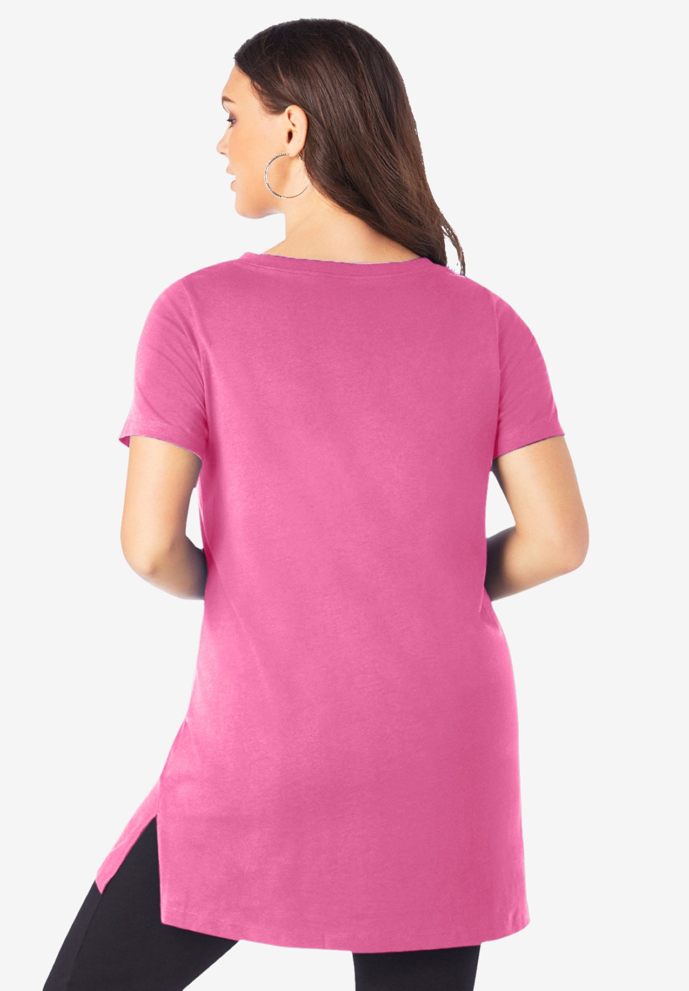 Plus Size Ultimate Cotton V-Neck Short Sleeve Tunic image number 2