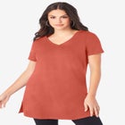Plus Size Cotton Short Sleeve V-Neck Ultimate Tunic image number null