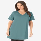 Plus Size Cotton Short Sleeve V-Neck Ultimate Tunic image number null