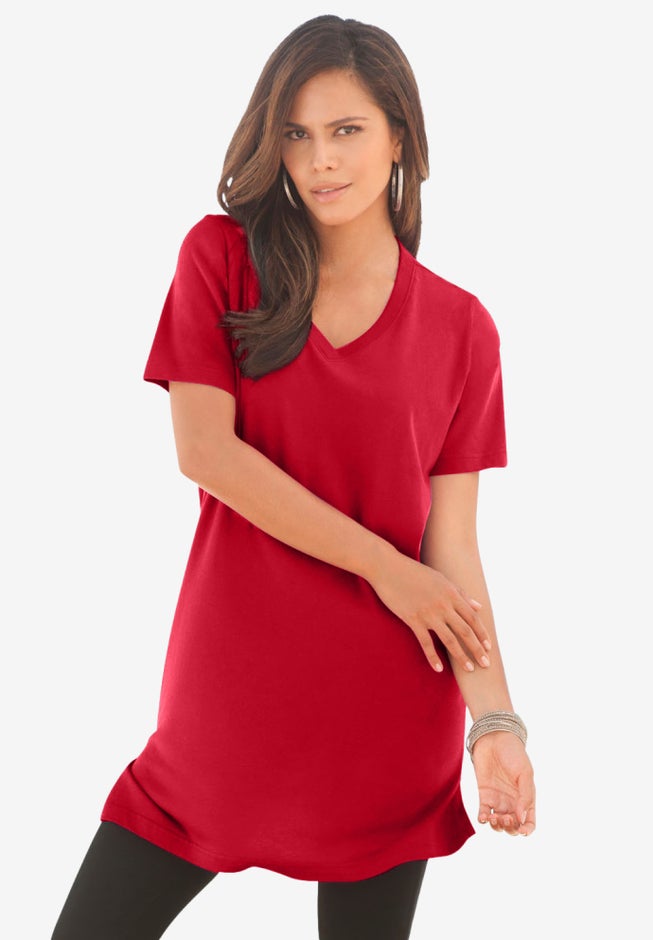Plus Size Cotton Short Sleeve V-Neck Ultimate Tunic image number 0