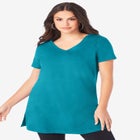 Plus Size Cotton Short Sleeve V-Neck Ultimate Tunic image number null