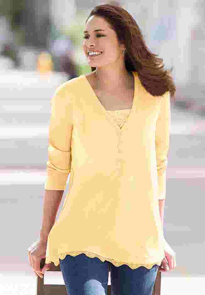 Layered-Look Lace Trim Tee image number 4