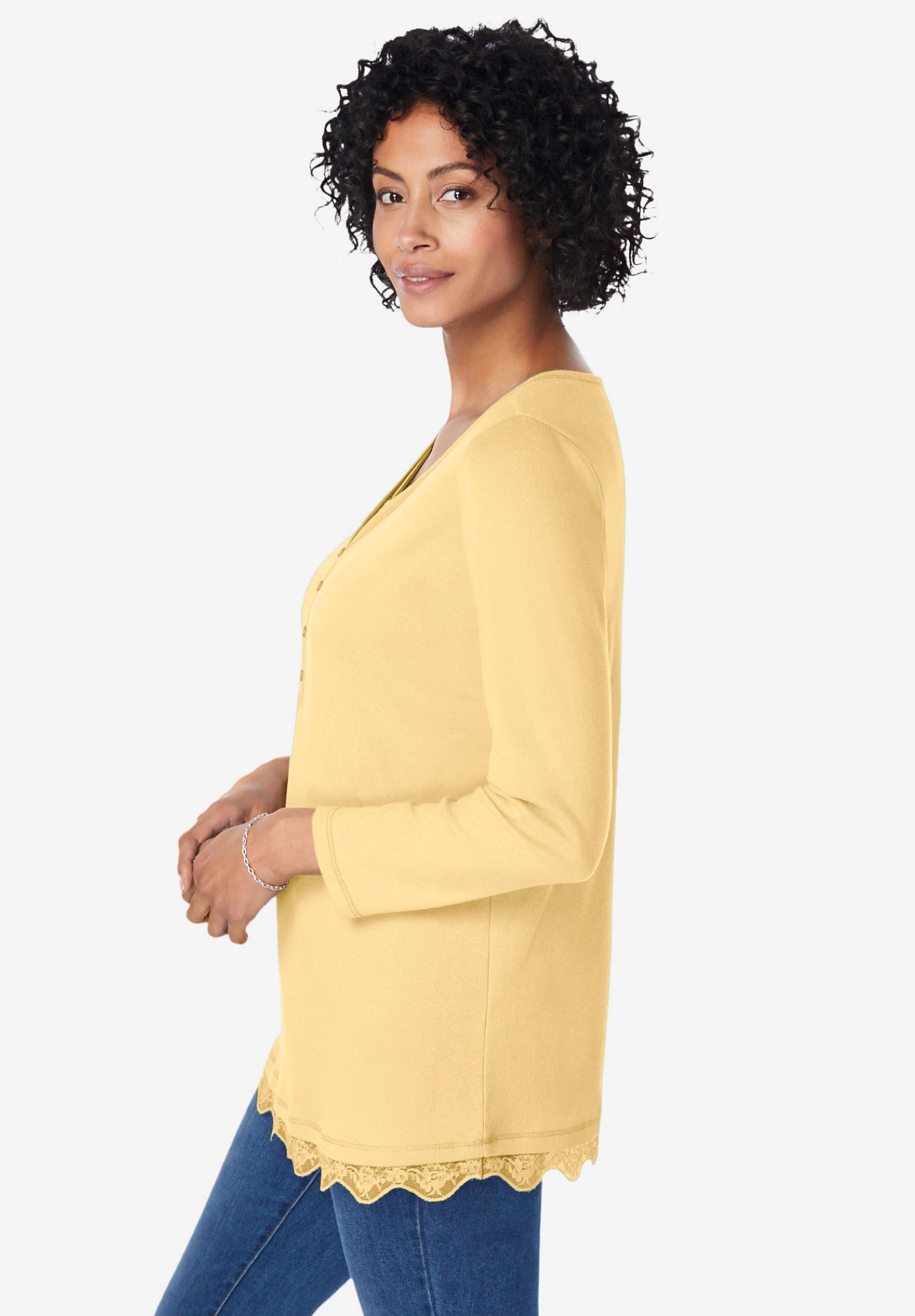 Layered-Look Lace Trim Tee image number 3