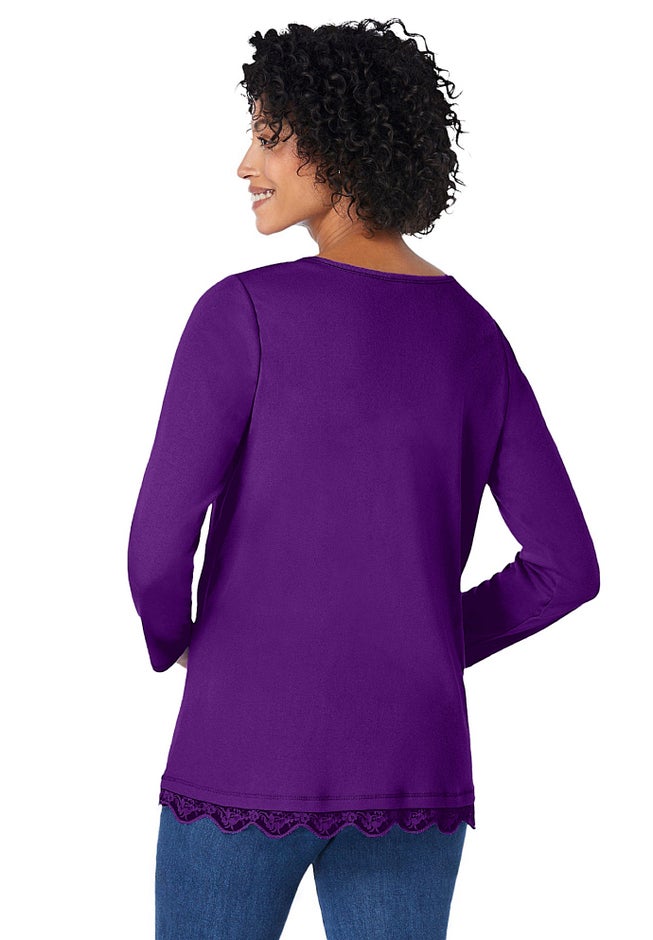 Layered-Look Lace Trim Tee image number 2