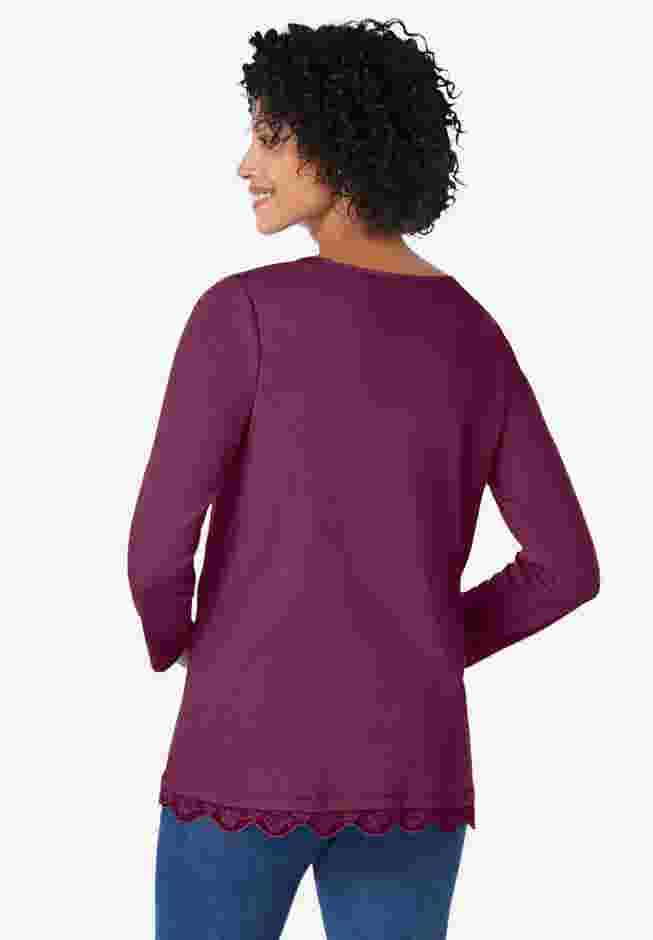 Layered-Look Lace Trim Tee image number 1