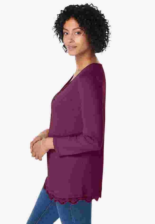 Layered-Look Lace Trim Tee image number 2