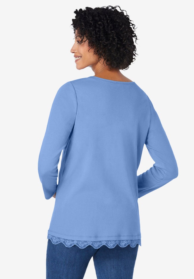 Layered-Look Lace Trim Tee image number 2