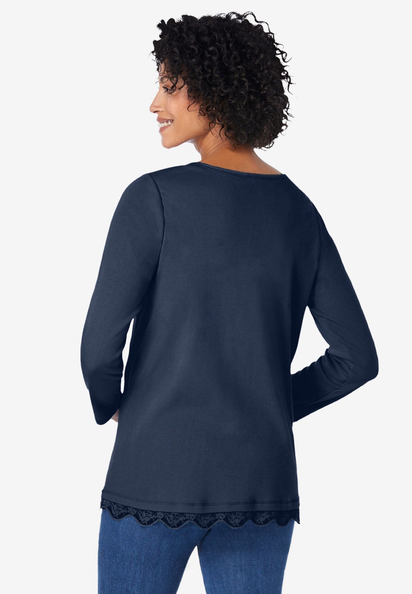 Layered-Look Lace Trim Tee image number 2