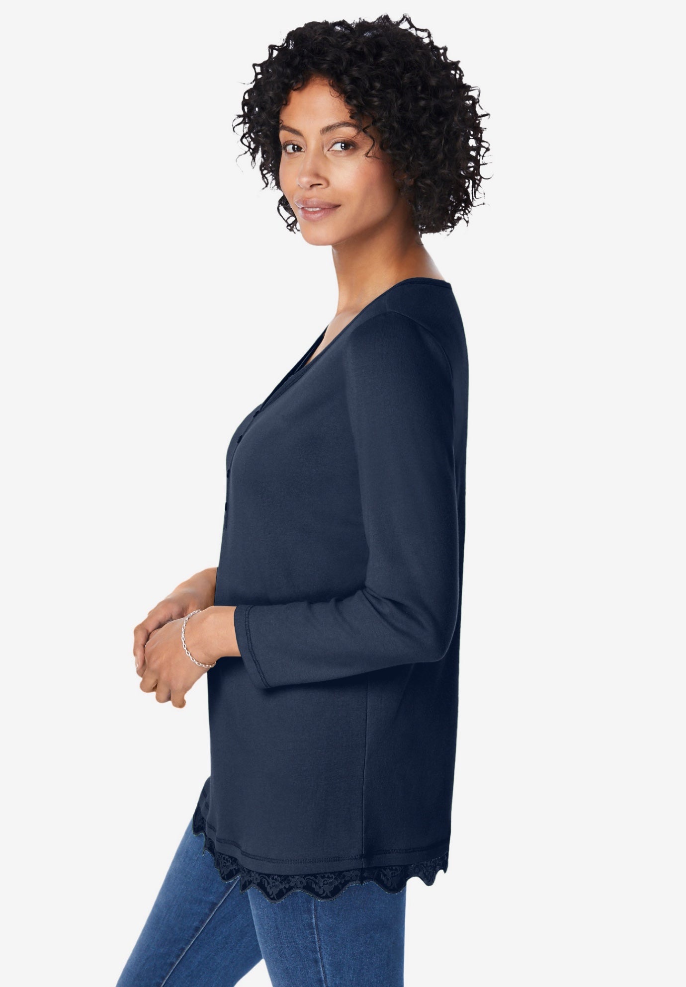 Layered-Look Lace Trim Tee image number 3