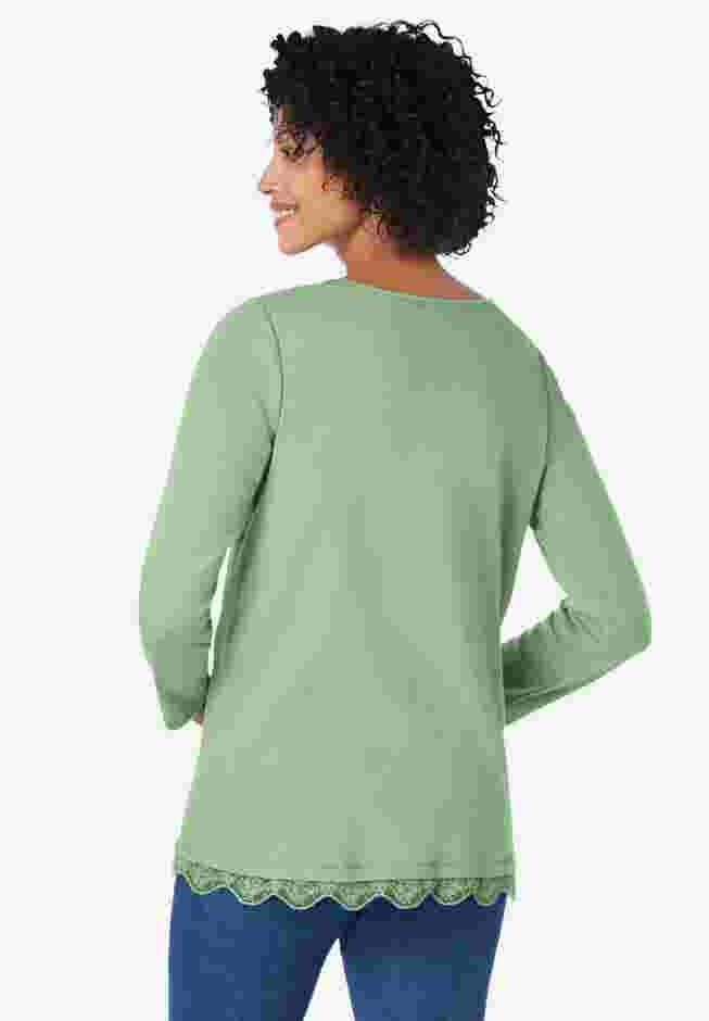 Layered-Look Lace Trim Tee image number 1