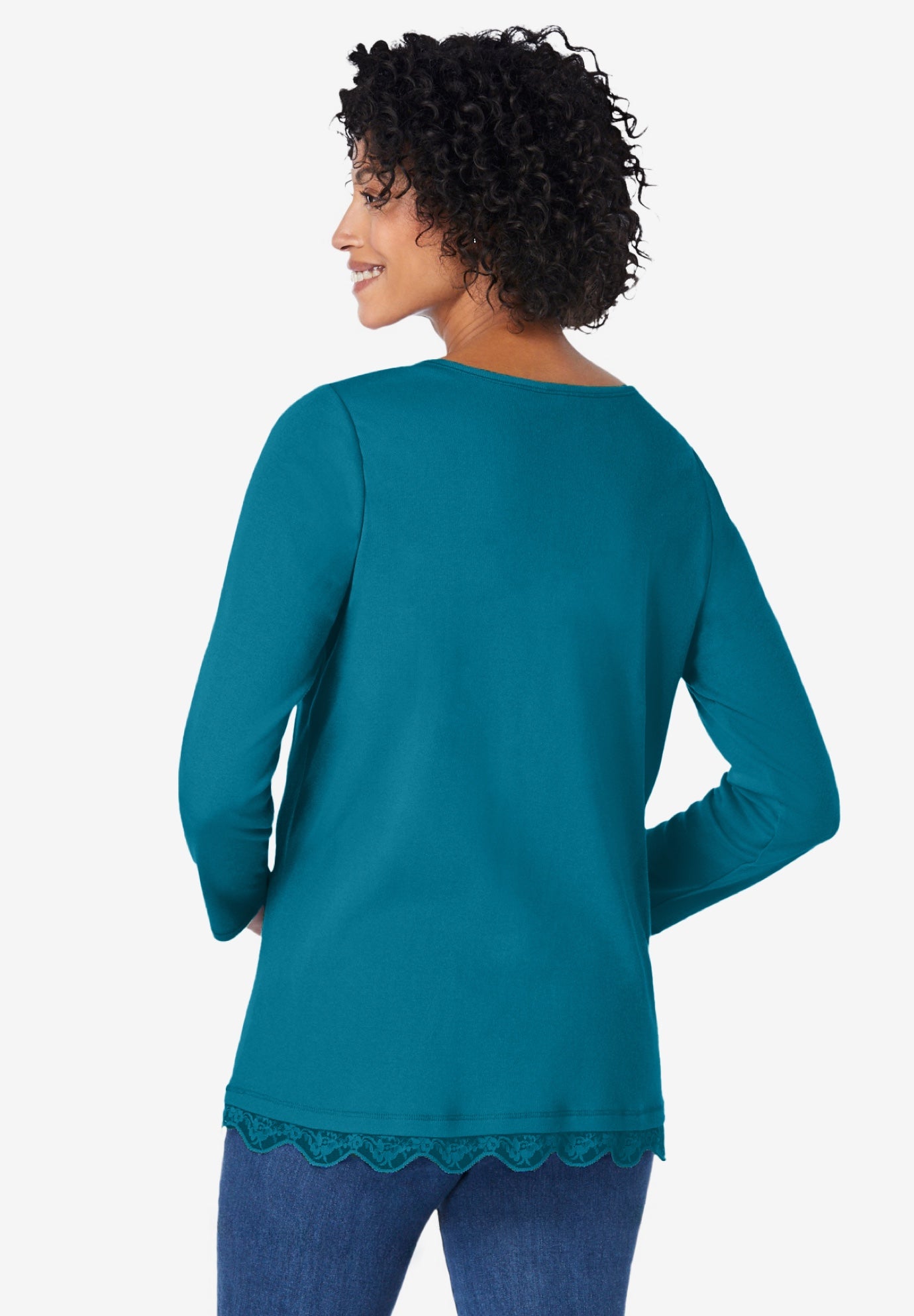 Layered-Look Lace Trim Tee image number 1