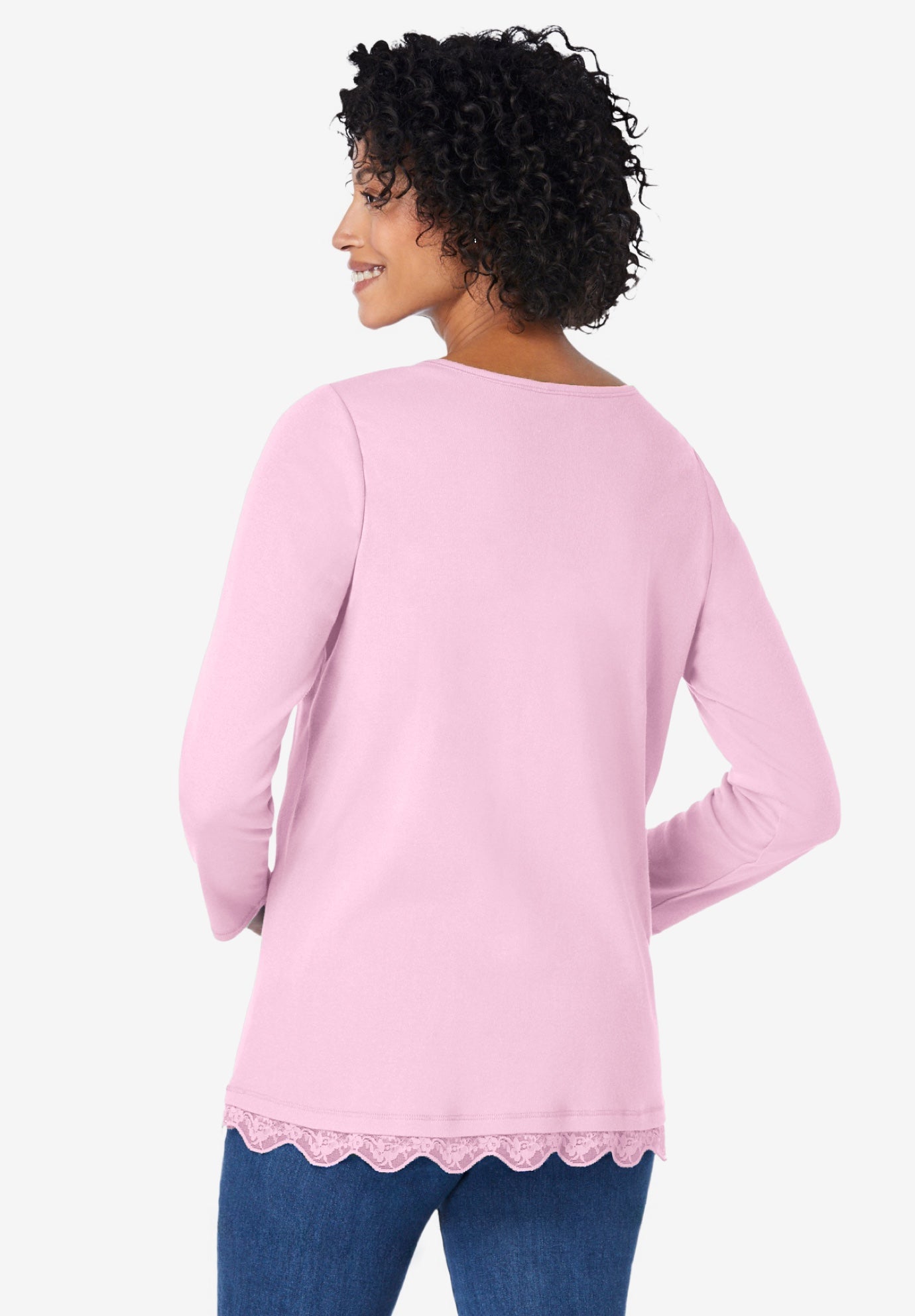 Layered-Look Lace Trim Tee image number 2