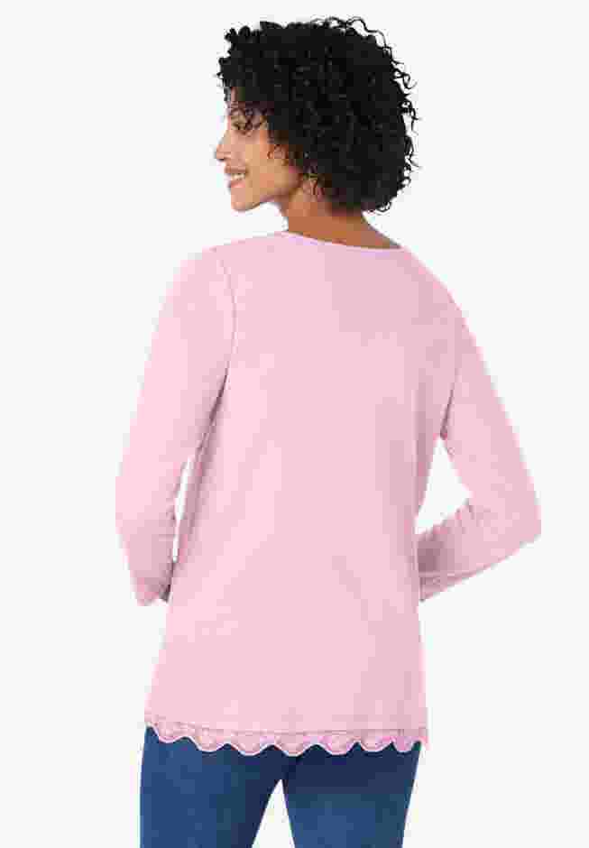 Layered-Look Lace Trim Tee image number 1
