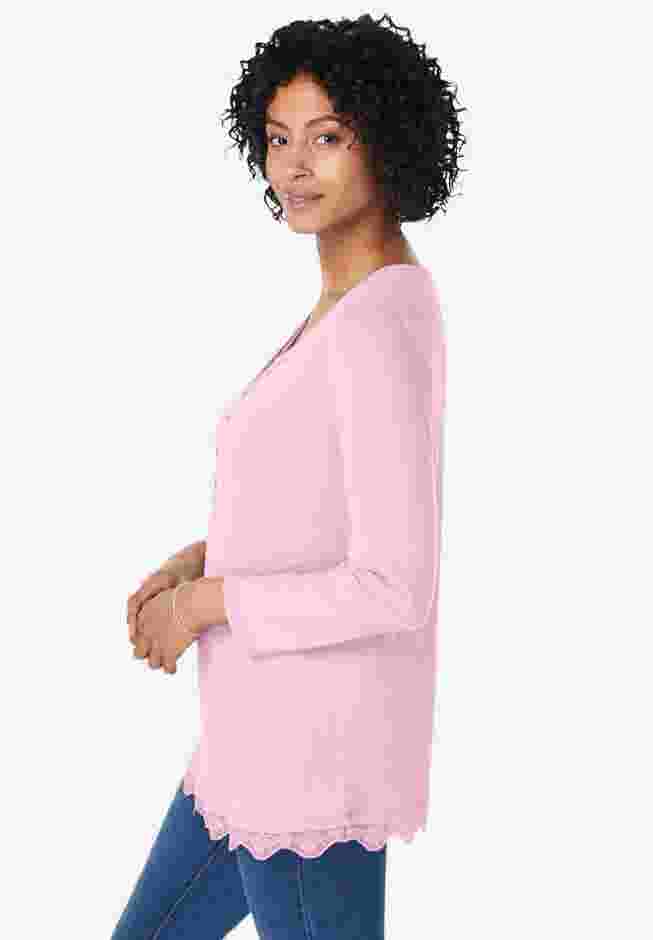 Layered-Look Lace Trim Tee image number 2