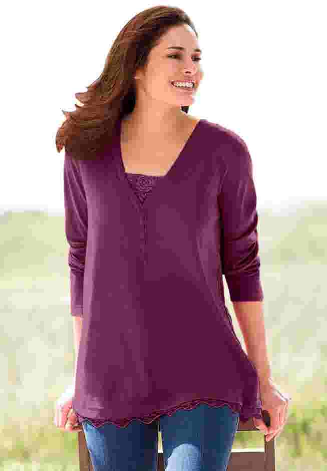 Layered-Look Lace Trim Tee image number 0