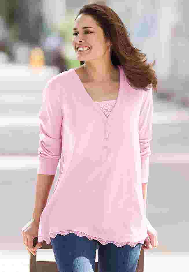 Layered-Look Lace Trim Tee image number 0