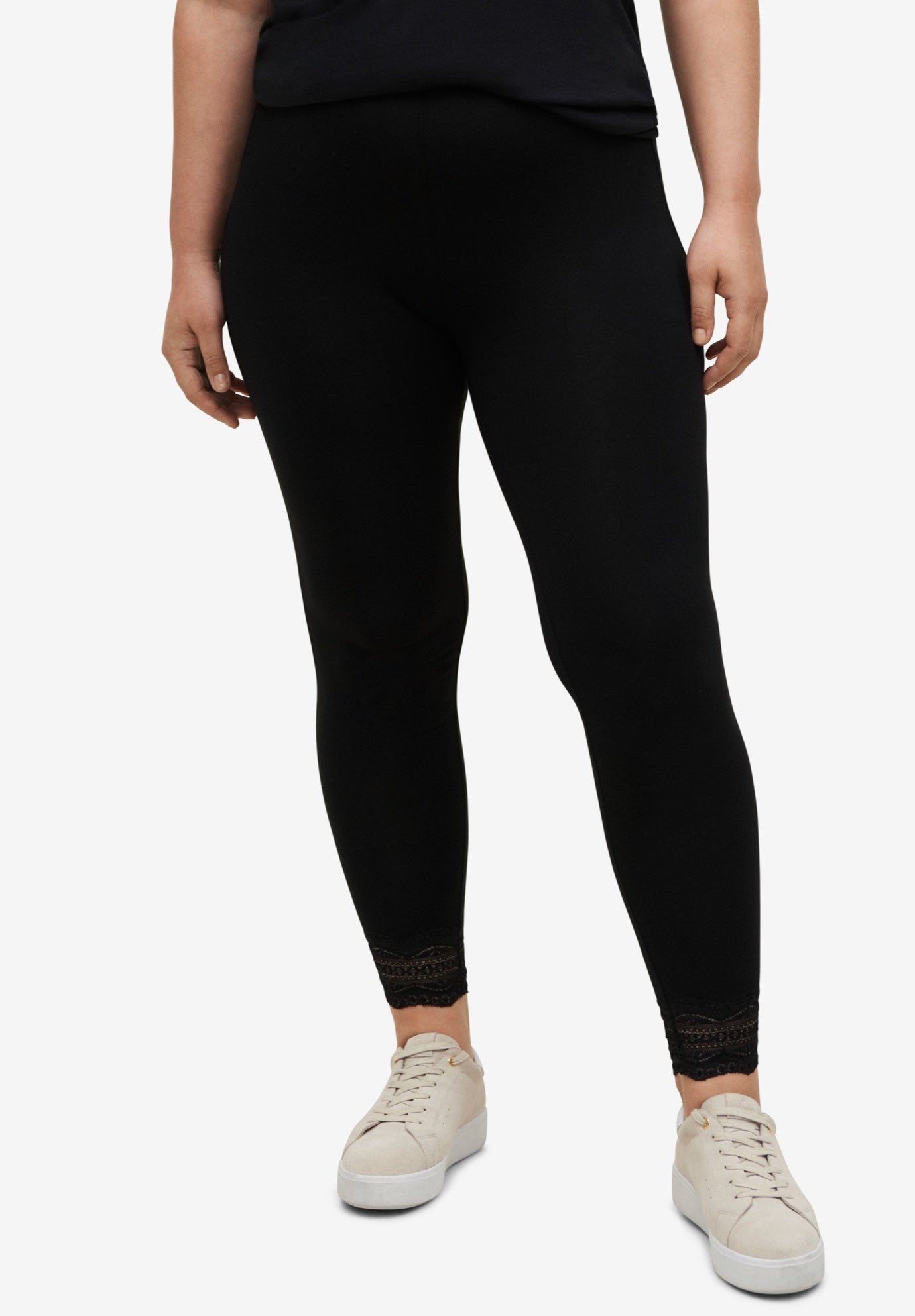 Scallop Lace Hem Leggings image number 0