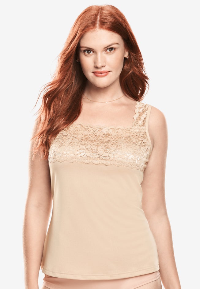 Silky Lace-Trimmed Camisole image number 2