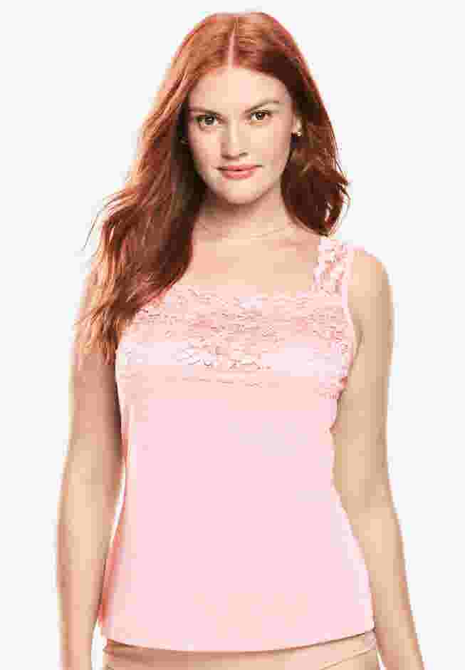 Silky Lace-Trimmed Camisole image number 0