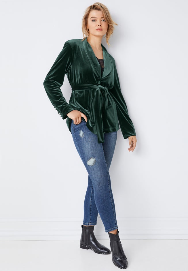 Velvet Belted Blazer image number null