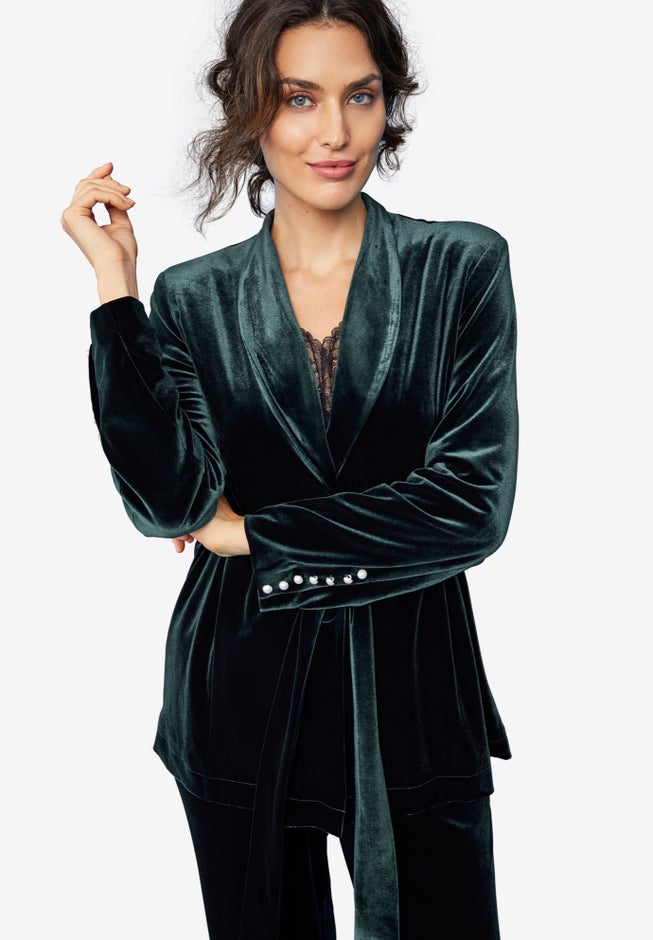 Velvet Belted Blazer image number null