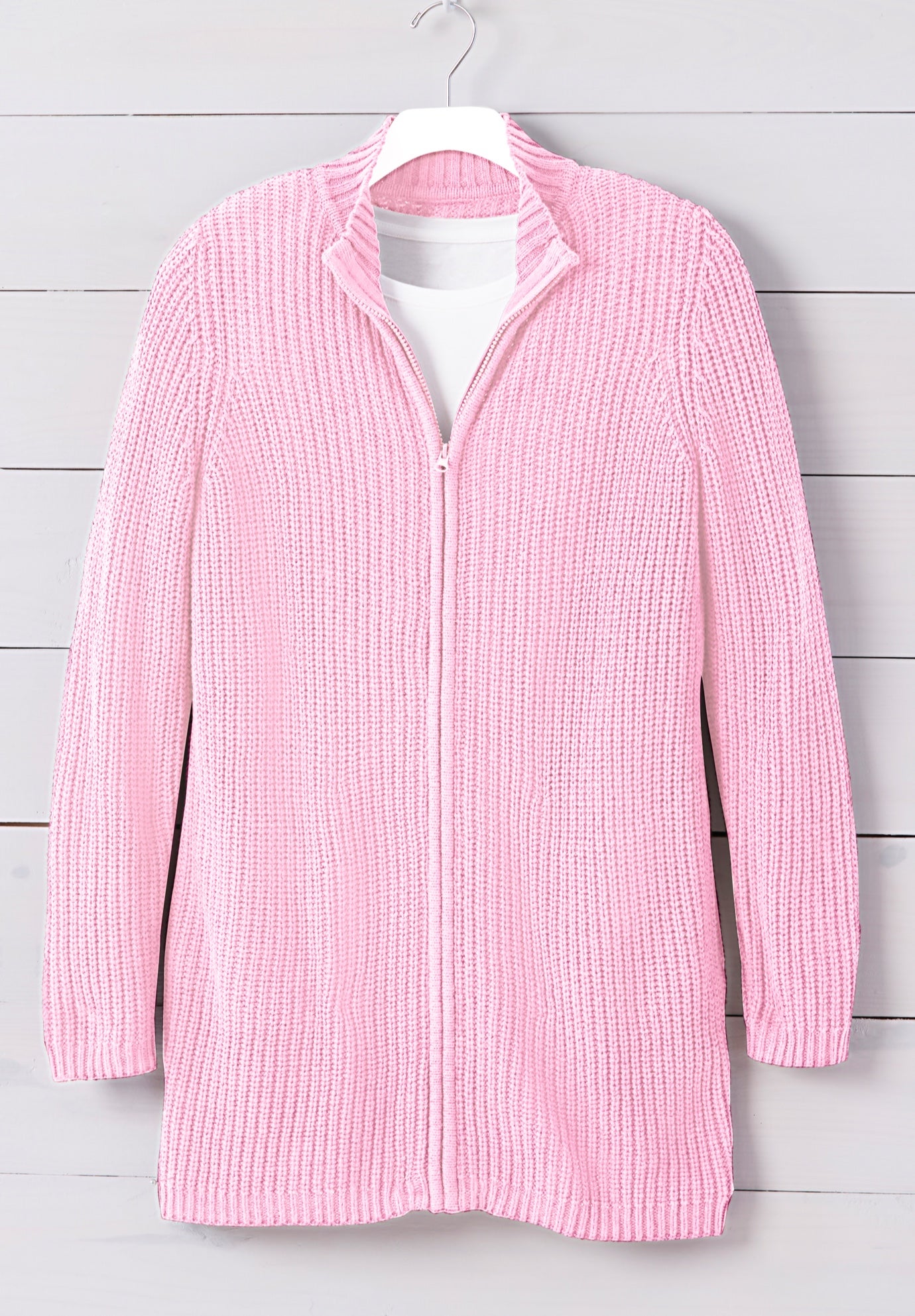 Zip Front Shaker Cardigan image number 5