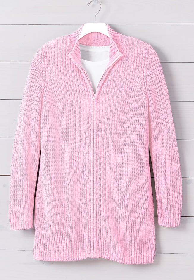 Zip Front Shaker Cardigan image number 5