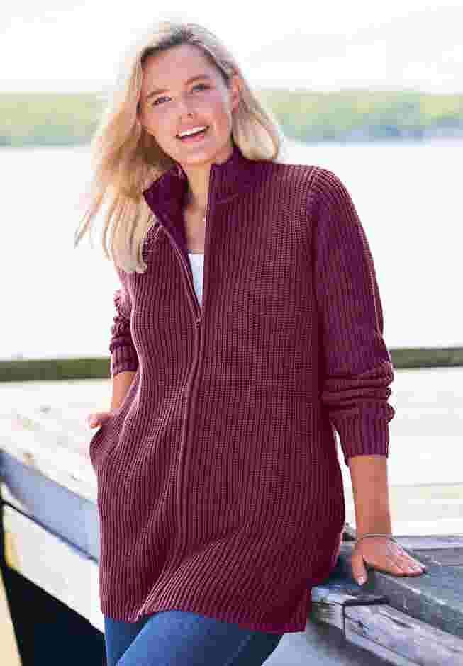 Zip Front Shaker Cardigan image number 4
