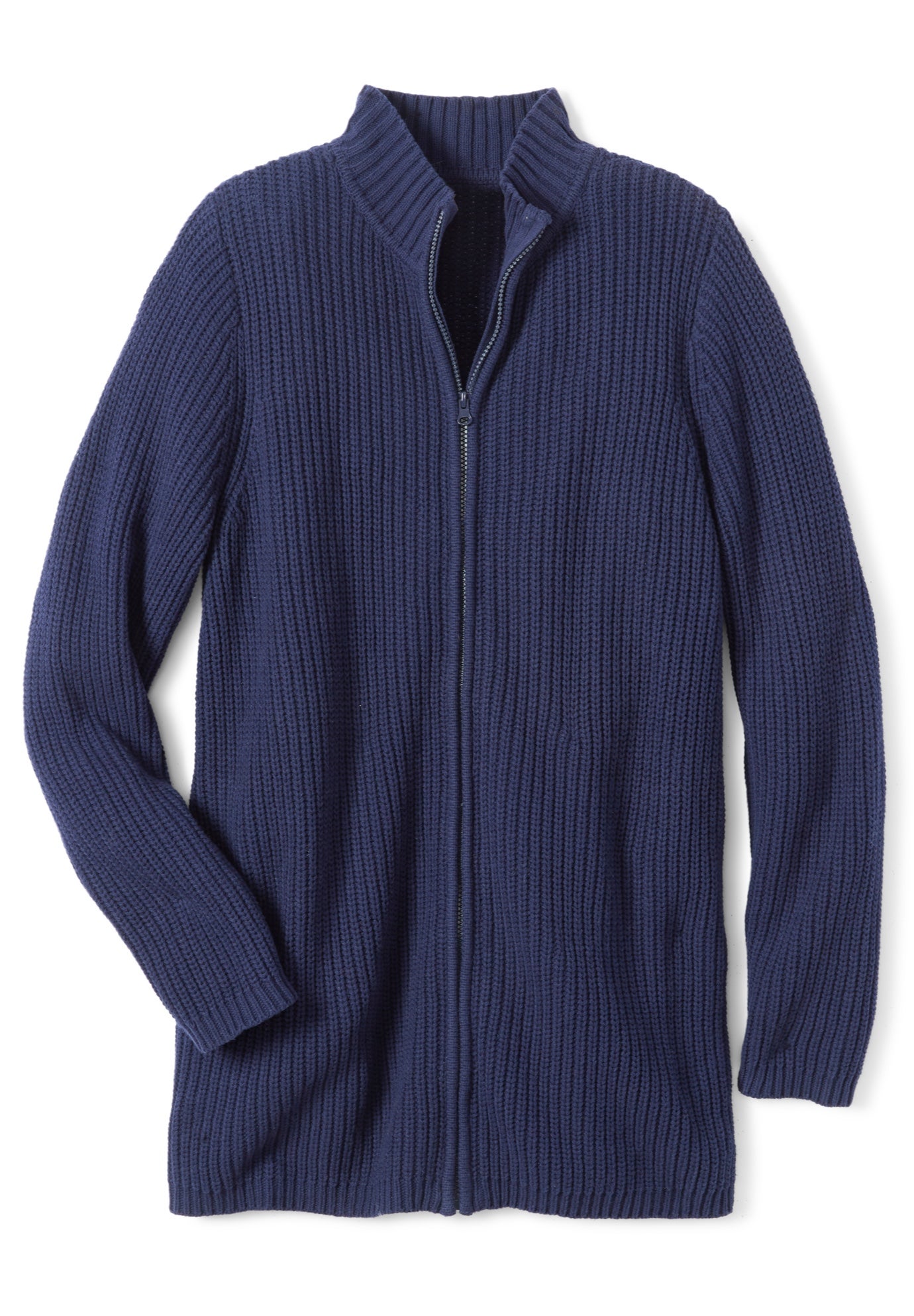 Zip Front Shaker Cardigan Sweater image number 1