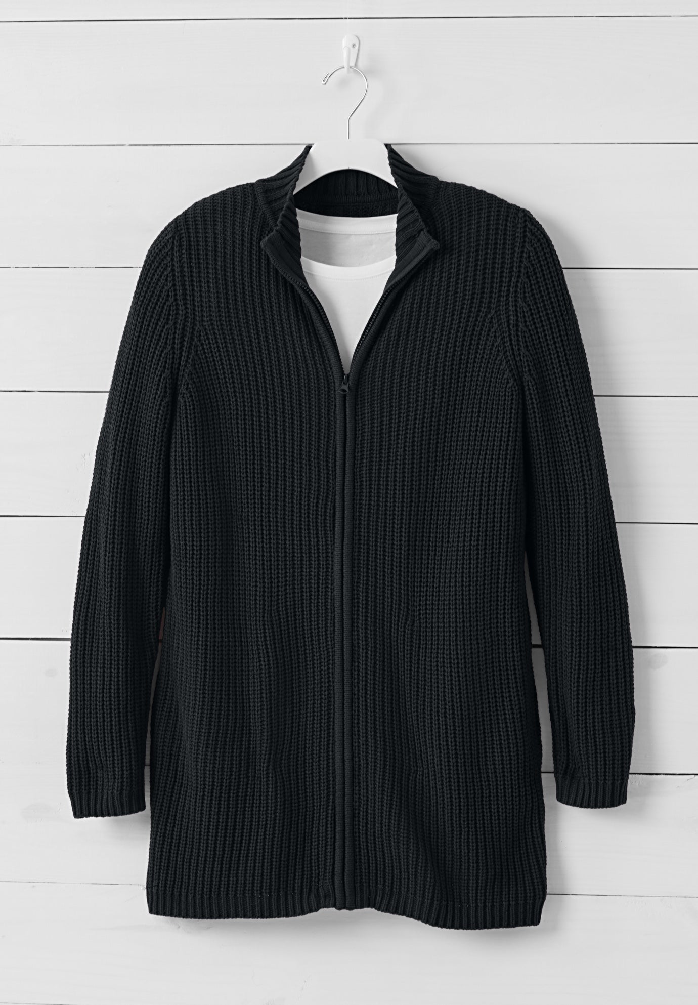 Zip Front Shaker Cardigan image number 1