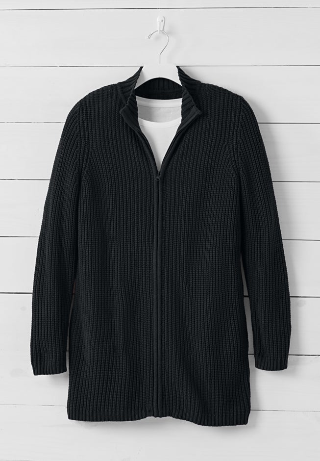 Zip Front Shaker Cardigan image number 1