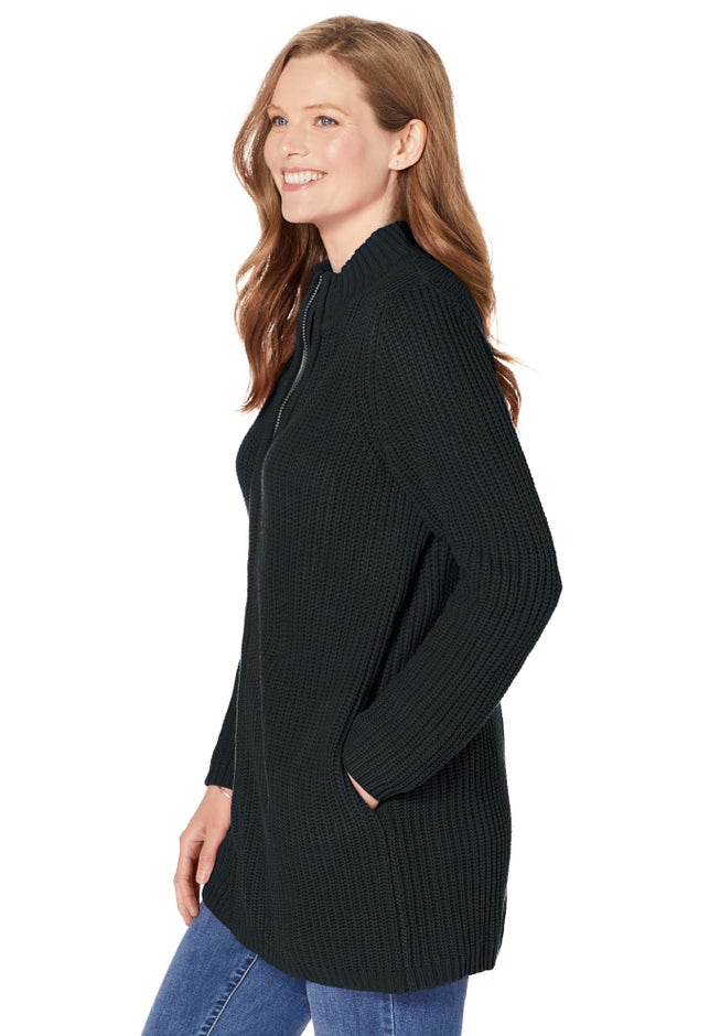 Zip Front Shaker Cardigan image number 2