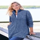 Zip Front Shaker Cardigan Sweater image number null