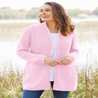 Zip Front Shaker Cardigan Sweater image number null