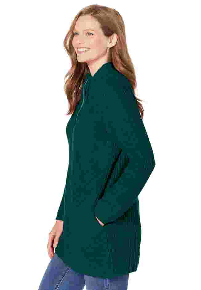 Zip Front Shaker Cardigan image number 2