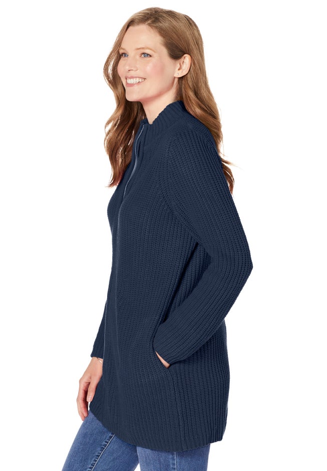 Zip Front Shaker Cardigan image number 2