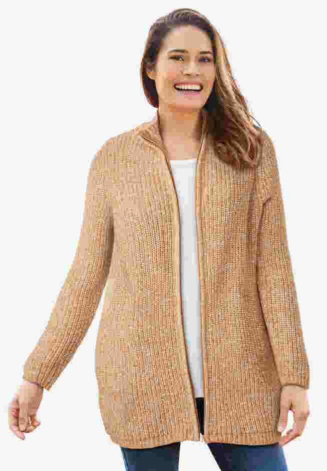 Zip Front Shaker Cardigan image number 0