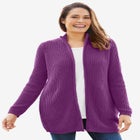 Zip Front Shaker Cardigan Sweater image number null