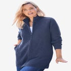 Zip Front Shaker Cardigan image number null