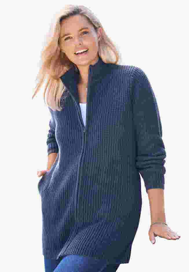 Zip Front Shaker Cardigan image number 0