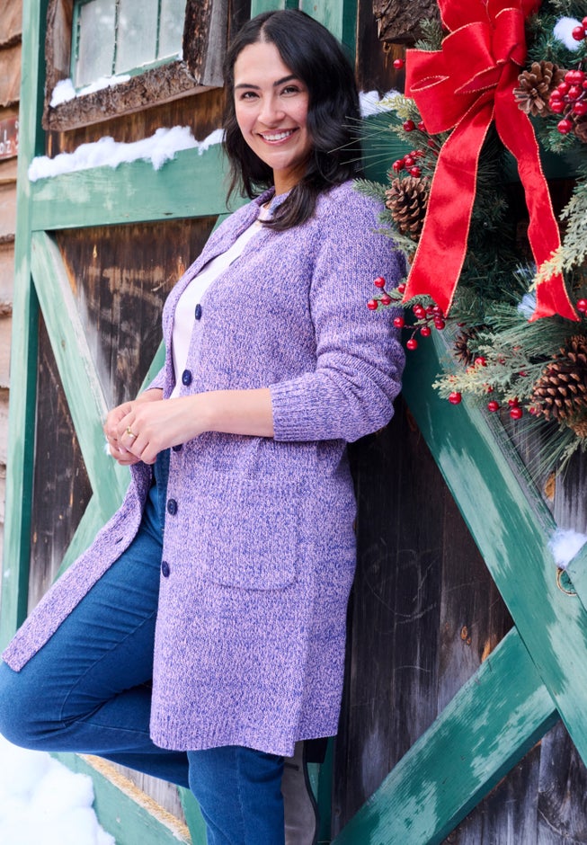 Marled Jacket Duster Sweater image number 1