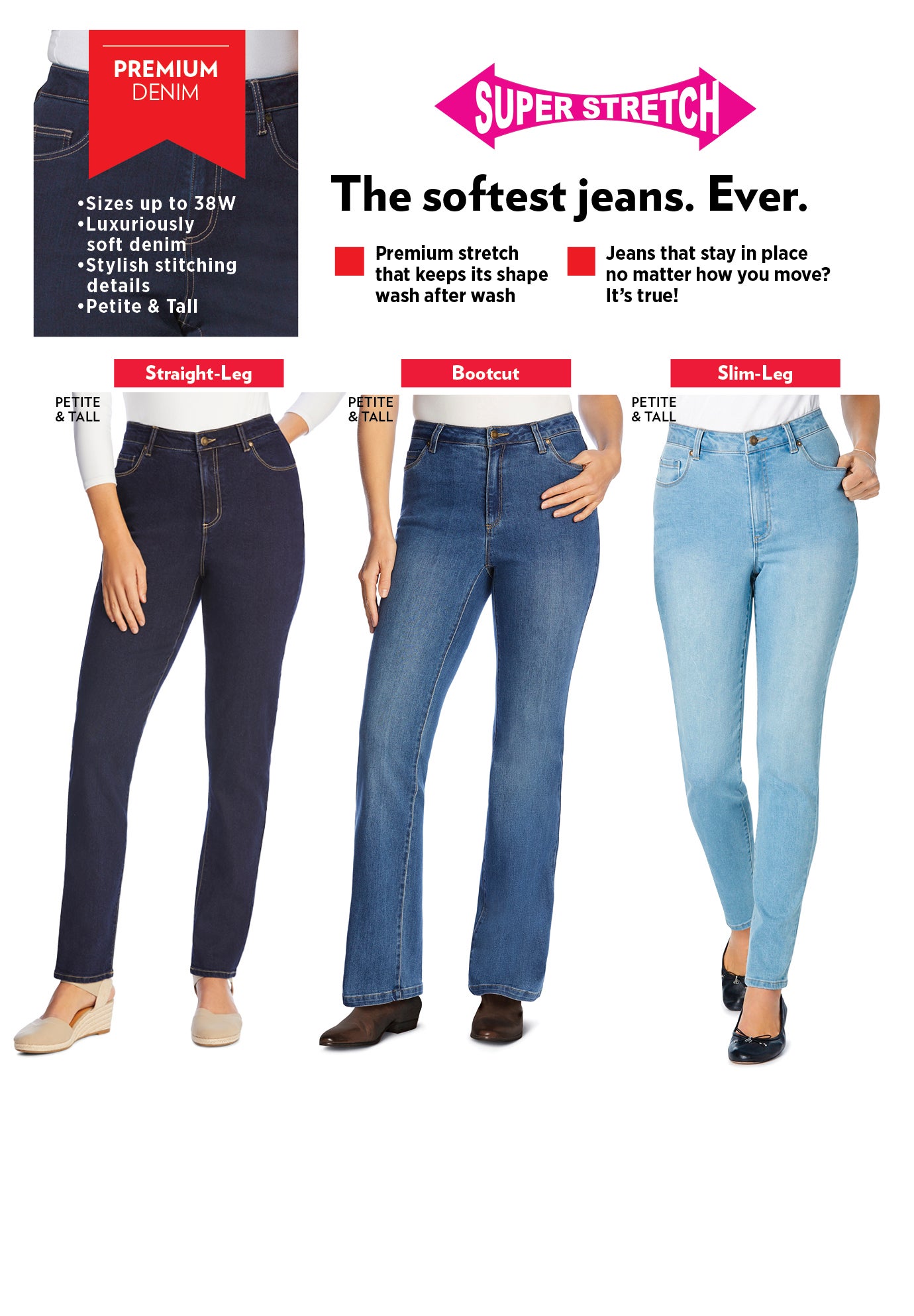Straight-Leg Stretch Comfort Denim Five-Pocket Jeans image number 2